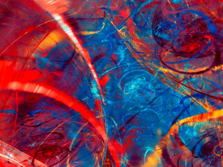 blue and red abstract fractal background 3d rendering illustration
