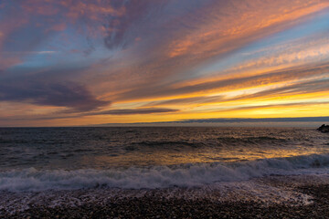 Fototapeta na wymiar Sunset on the north sea coast in Denmark