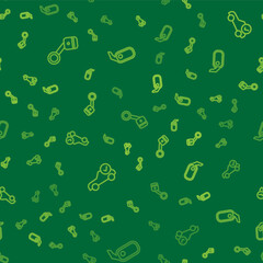 Set line Engine piston, Auto service check automotive and Car rearview mirror on seamless pattern. Vector