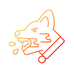 Rabies gradient linear vector icon. Hydrophobia. Viral pet disease. Virus transmitted through bite. Animal infection. Thin line color symbol. Modern style pictogram. Vector isolated outline drawing