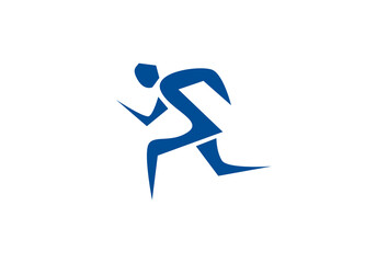 Fototapeta na wymiar Running man logo. Abstract runner silhouette, athlete icon.