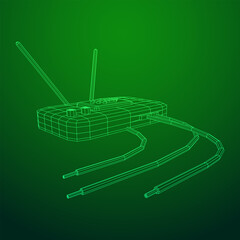 Modem Router with the antenna high speed wireless wifi internet. Wireframe low poly mesh vector illustration.