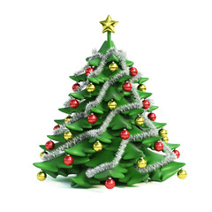 Christmas tree isolated on white background 3d rendering