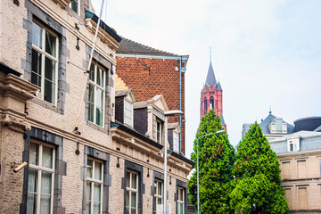 Street view of downtown in Maastricht, Netherlands.