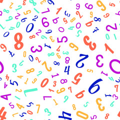 Colorful numbers, education, school concept. Seamless vector EPS 10 pattern. Flat style
