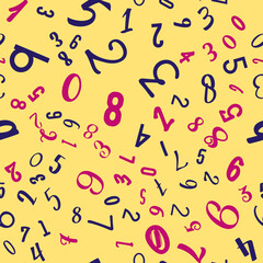 Colorful numbers, education, school concept. Seamless vector EPS 10 pattern. Flat style
