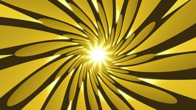 Yellow Abstract Floral Spiral Vortex Tunnel Background Looped Animation
