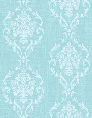 豪華なオーナメント柄　パターン　壁紙　素材　ブルー　シームレス　ビンテージ壁紙　デザイン素材