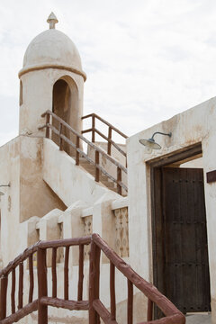 Al Wakrah ,Qatar -02/01/2020  : New souk waterfront promenade with his traditional houses&nbsp;and mosque