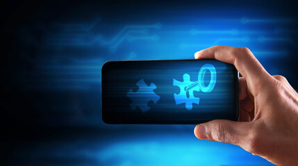 in the phone, the key opens a piece of the puzzle