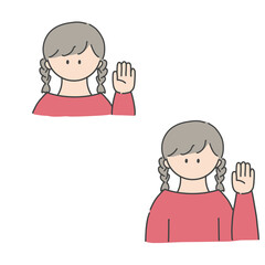 Obraz premium 挙手_女の子1(カラーバージョン)