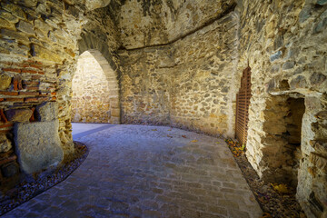 Interior passage of the medieval stone wall of the city of Buitrago de Lozoya Madrid.