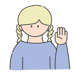 挙手_女の子1(カラーバージョン)