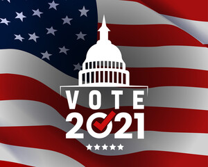 Election Day 2021 in United States. Vote day, US Election. Patriotic American element. Poster, card, banner and background. Vector illustration.