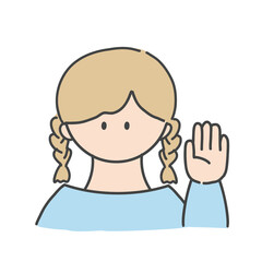 挙手_女の子1(カラーバージョン)