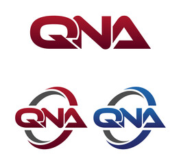 Modern 3 Letters Initial logo Vector Swoosh Red Blue QNA
