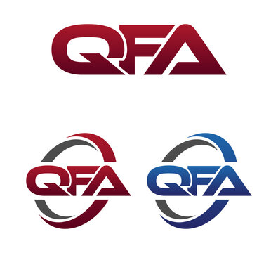 Modern 3 Letters Initial logo Vector Swoosh Red Blue QFA
