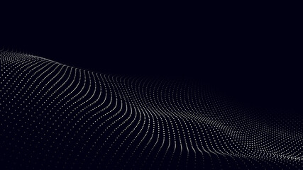 Dynamic wave on an abstract dark background. Futuristic dot picture. Vector illustration.