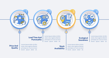 Operations management efficiency vector infographic template. Production presentation design elements. Data visualization with 4 steps. Process timeline info chart. Workflow layout with line icons
