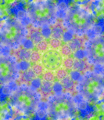 Hand Painted Watercolor Background With Kaleidoscope Filter
