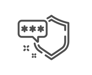 Shield line icon. Privacy secure sign. Safe defense symbol. Quality design element. Linear style shield icon. Editable stroke. Vector