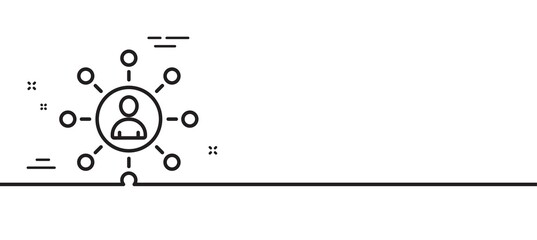Business networking line icon. Teamwork or Human resources sign. Minimal line illustration background. Networking line icon pattern banner. White web template concept. Vector