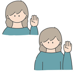 挙手_女の子1(カラーバージョン)