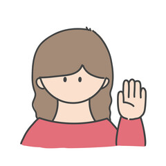 挙手_女の子1(カラーバージョン)
