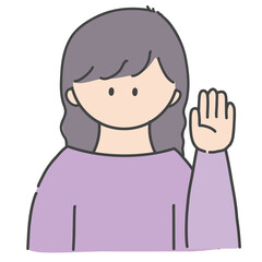 挙手_女の子1(カラーバージョン)