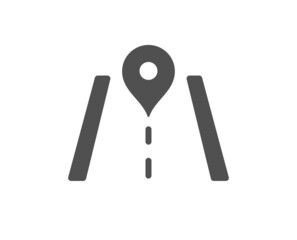 Road quality icon. Journey path sign. Highway route gps symbol. Classic flat style. Quality design element. Simple road icon. Vector