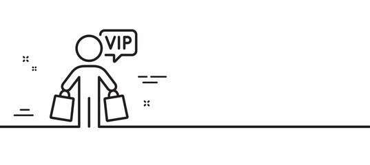 Vip shopping bags line icon. Very important person sign. Member club privilege symbol. Minimal line illustration background. Vip shopping line icon pattern banner. White web template concept. Vector