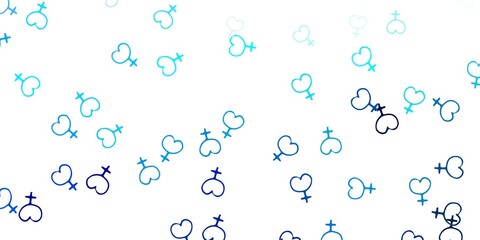 Light BLUE vector template with businesswoman signs.