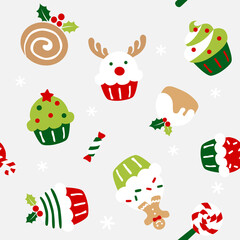 Obraz na płótnie Canvas Christmas cupcake - seamless pattern
