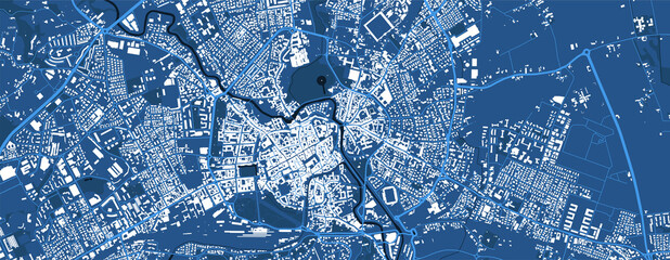 Detailed blue vector map poster of Vicenza city, linear print map. Skyline urban panorama. - obrazy, fototapety, plakaty