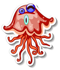 Jellyfish sea animal cartoon sticker