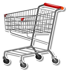 Shopping trolley on white background