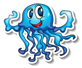 Jellyfish sea animal cartoon sticker
