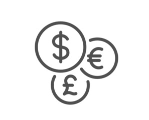 Money currency line icon. Cash exchange sign. Stock trade symbol. Quality design element. Linear style money currency icon. Editable stroke. Vector