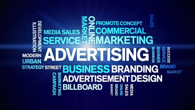 Advertising Animated tag word cloud;text design animation kinetic typography seamless loop.