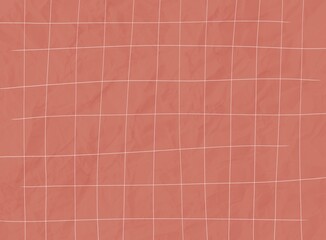 White grid on terracotta color background, paper texture.