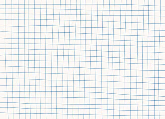 Blue grid background. Hand drawn texture, student notebook sheet. Vector backdrop, cover, banner.