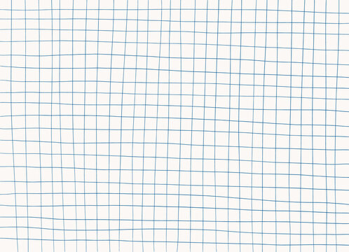 Blue grid background. Hand drawn texture, student notebook sheet. Vector backdrop, cover, banner.