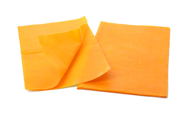 Orange reusable beeswax food wraps on white background