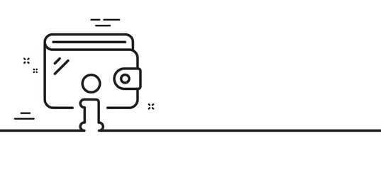 Wallet line icon. Money purse with Info sign. Cash budget symbol. Minimal line illustration background. Wallet line icon pattern banner. White web template concept. Vector