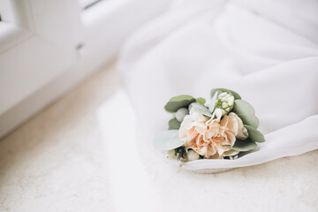 small wedding orange flowers on white background
