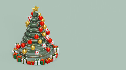 Christmas Landing Page Template With Tree 3D Rendering Illustration