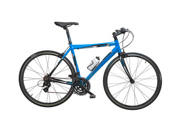Fototapeta na wymiar blu racing sport road bike bicycle racer isolated on white background..