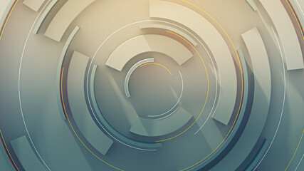 Fototapeta premium Rotating circle elements 3D rendering illustration