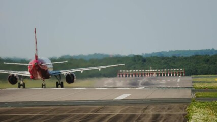 Airplane acceleration, rear view