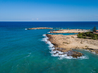 Aerial view on beautiful coast line with crystal sea